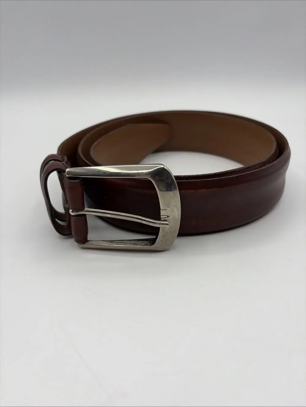 Allen‎ Edmonds Mens Belt Brown Leather Belt USA 95/38 Made In USA Calfskin